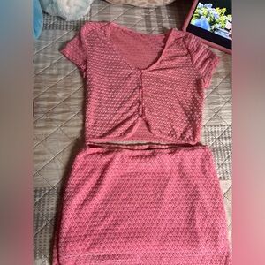 SHEIN Pink Textured Pencil Skirt Set